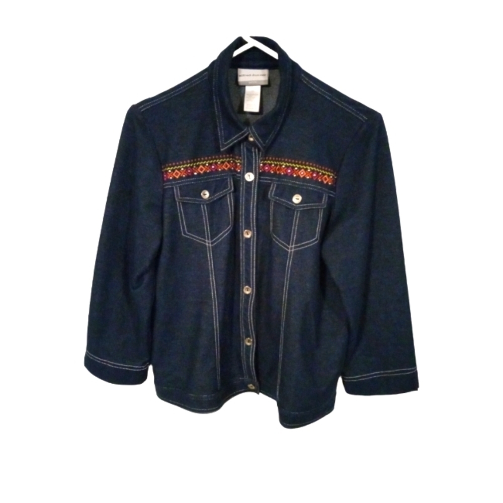 Embroidered Chambray Button Down Alfred Dunner Western Granniecore MP